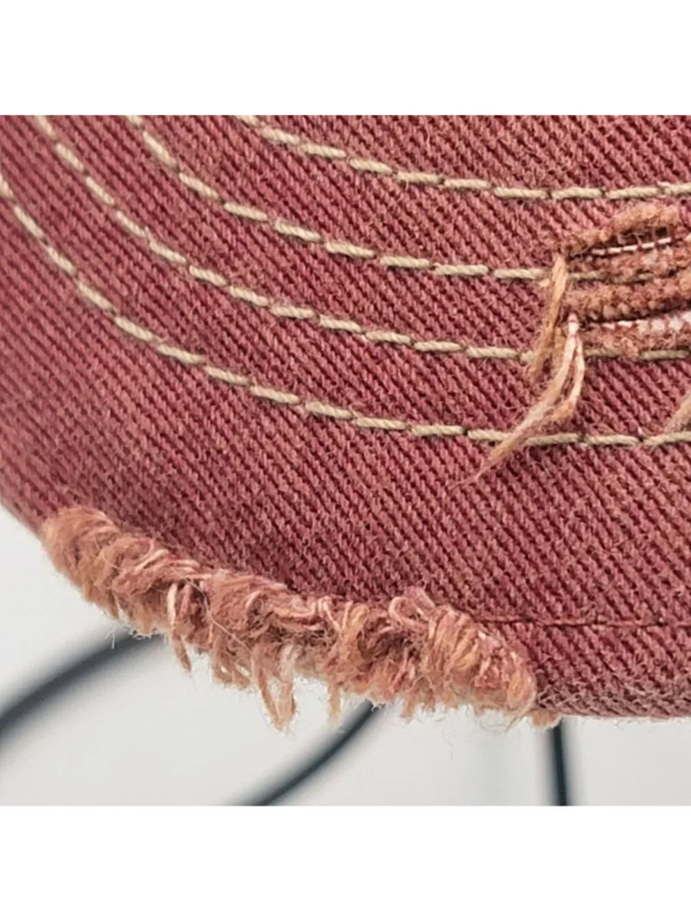 Judith March Distressed Burgundy Trucker Hat With Embroidered Floral Deer Patch